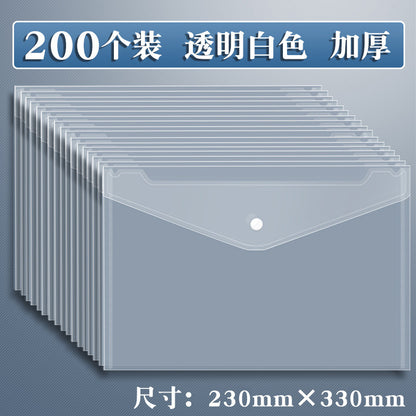 A4 transparent business office supplies file information bag with label briefcase test paper storage bag snap button document bag
