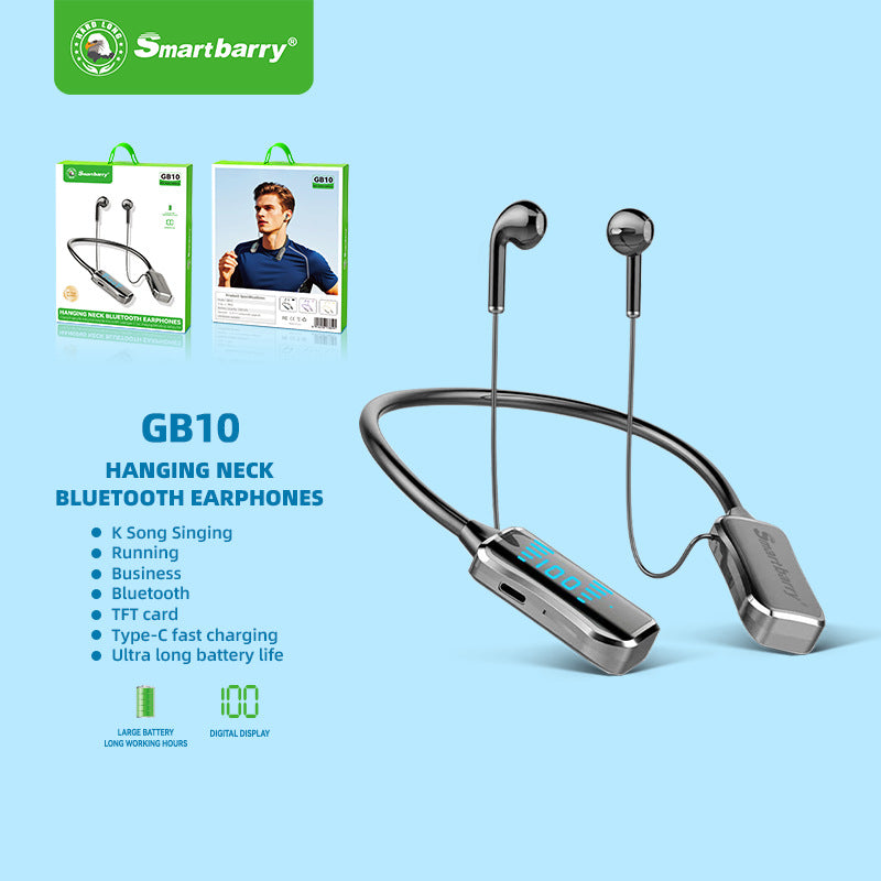 Popular neck-hanging wireless bluetooth headset GB10 large-capacity long-lasting battery life wireless sports headset