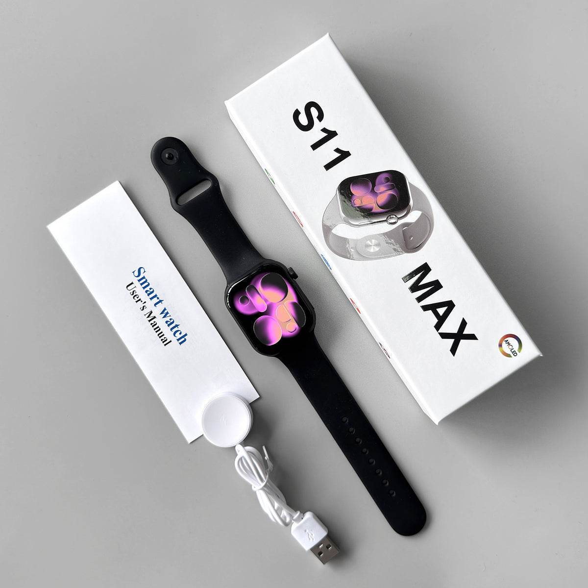 The new Huaqiang North s11max smart watch cross-border foreign trade model defaults to English with 22 languages