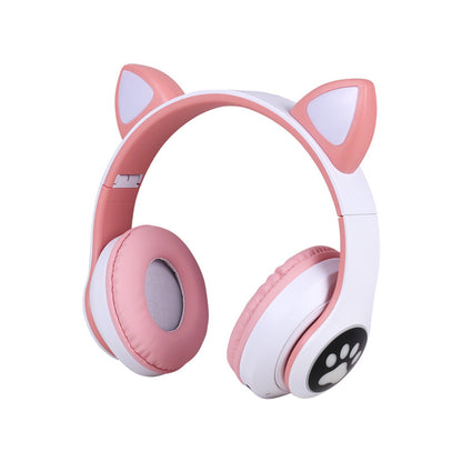 Cross-border head-mounted Bluetooth headset STN-28 cat ear heavy bass flash luminous wireless sports card headset
