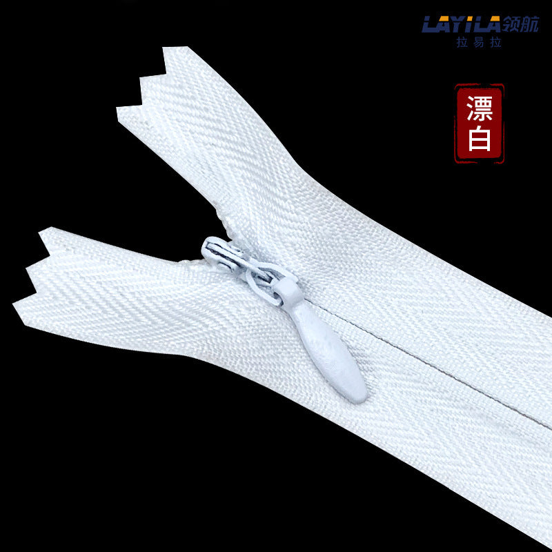 Manufacturer wholesale No. 3 nylon lace invisible zipper, colored spot throw pillow cushion culottes hidden plastic zipper