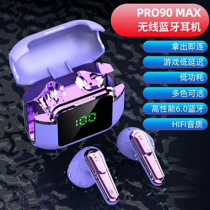 PRO90 MAX digital display headset, smart power display Bluetooth connection noise reduction call, portable charging compartment