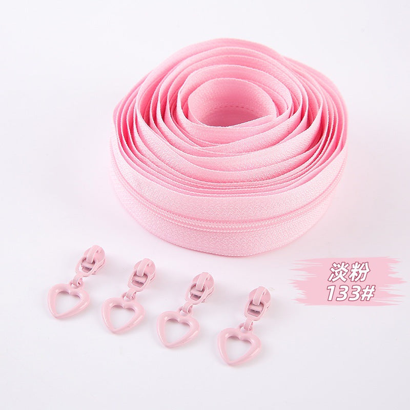 No. 3 nylon zipper with love piece zipper head, quilt cover, quilt cover, bag, handbag, pencil bag, mobile phone bag DIY handbag.