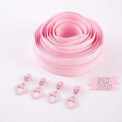 No. 3 nylon zipper with love piece zipper head, quilt cover, quilt cover, bag, handbag, pencil bag, mobile phone bag DIY handbag.