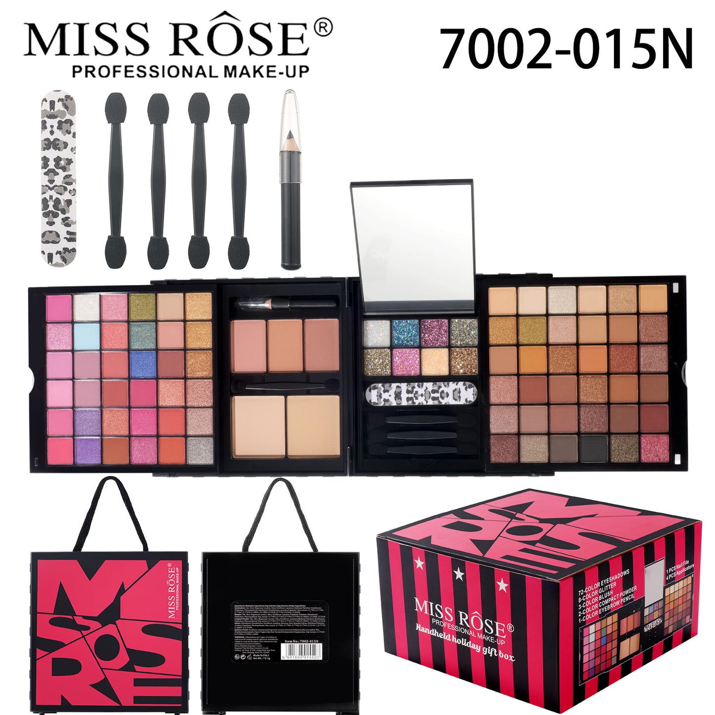 MISSROSE Cross-border Makeup Tray Makeup Kit, Eyeshadow Lip Gloss Combination Set, Lipstick Blush Highlight Powder