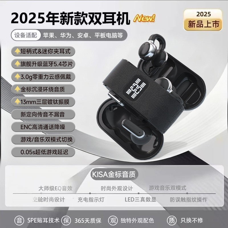 2025 cross-border new wireless bluetooth headset high-end half-in-ear sports game voice-lowering super long standby headset
