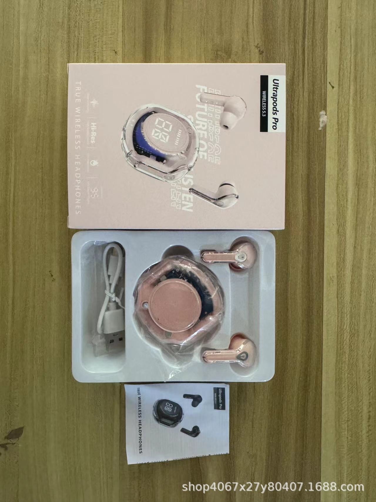 Source factory transparent digital display Bluetooth headset in-ear digital display super long battery life transparent second generation noise reduction universal