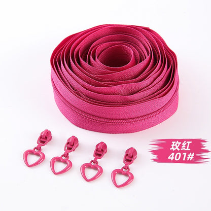 No. 3 nylon zipper with love piece zipper head, quilt cover, quilt cover, bag, handbag, pencil bag, mobile phone bag DIY handbag.