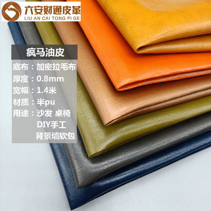 Spot wholesale pu oil wax leather fabric, sofa tables and chairs tatami hotel card seat background wall decorative soft bag