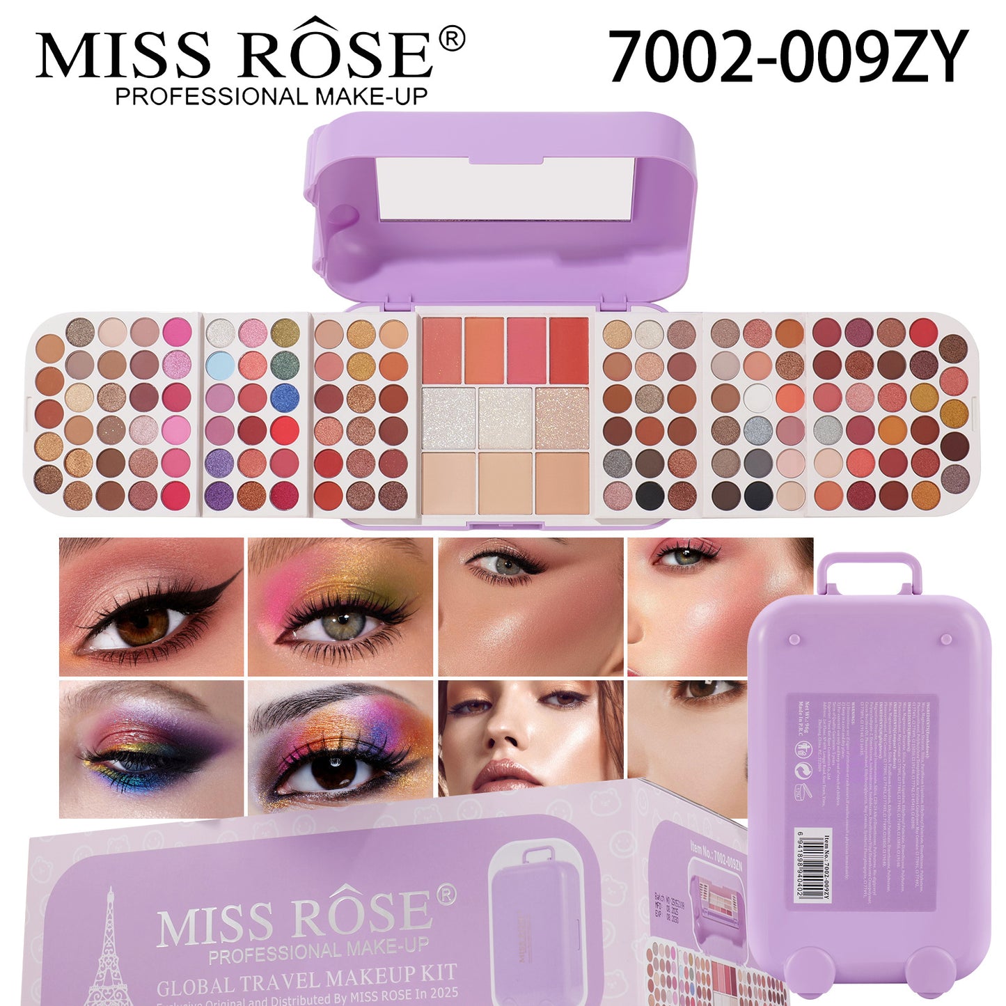 MISSROSE Cross-border Makeup Tray Makeup Kit, Eyeshadow Lip Gloss Combination Set, Lipstick Blush Highlight Powder
