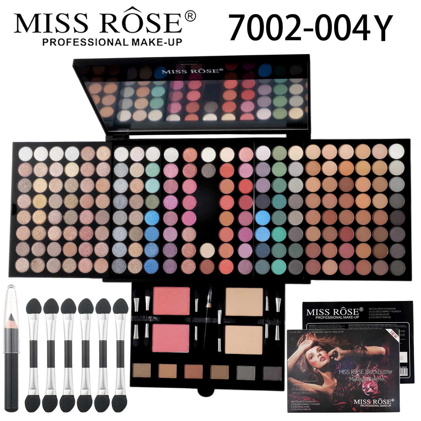 MISSROSE Cross-border Makeup Tray Makeup Kit, Eyeshadow Lip Gloss Combination Set, Lipstick Blush Highlight Powder