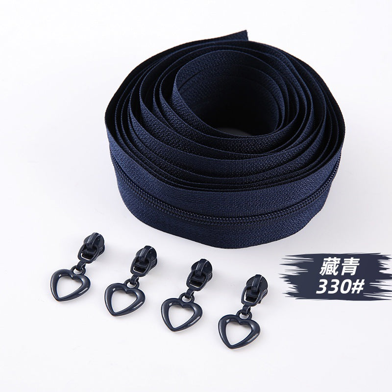 No. 3 nylon zipper with love piece zipper head, quilt cover, quilt cover, bag, handbag, pencil bag, mobile phone bag DIY handbag.
