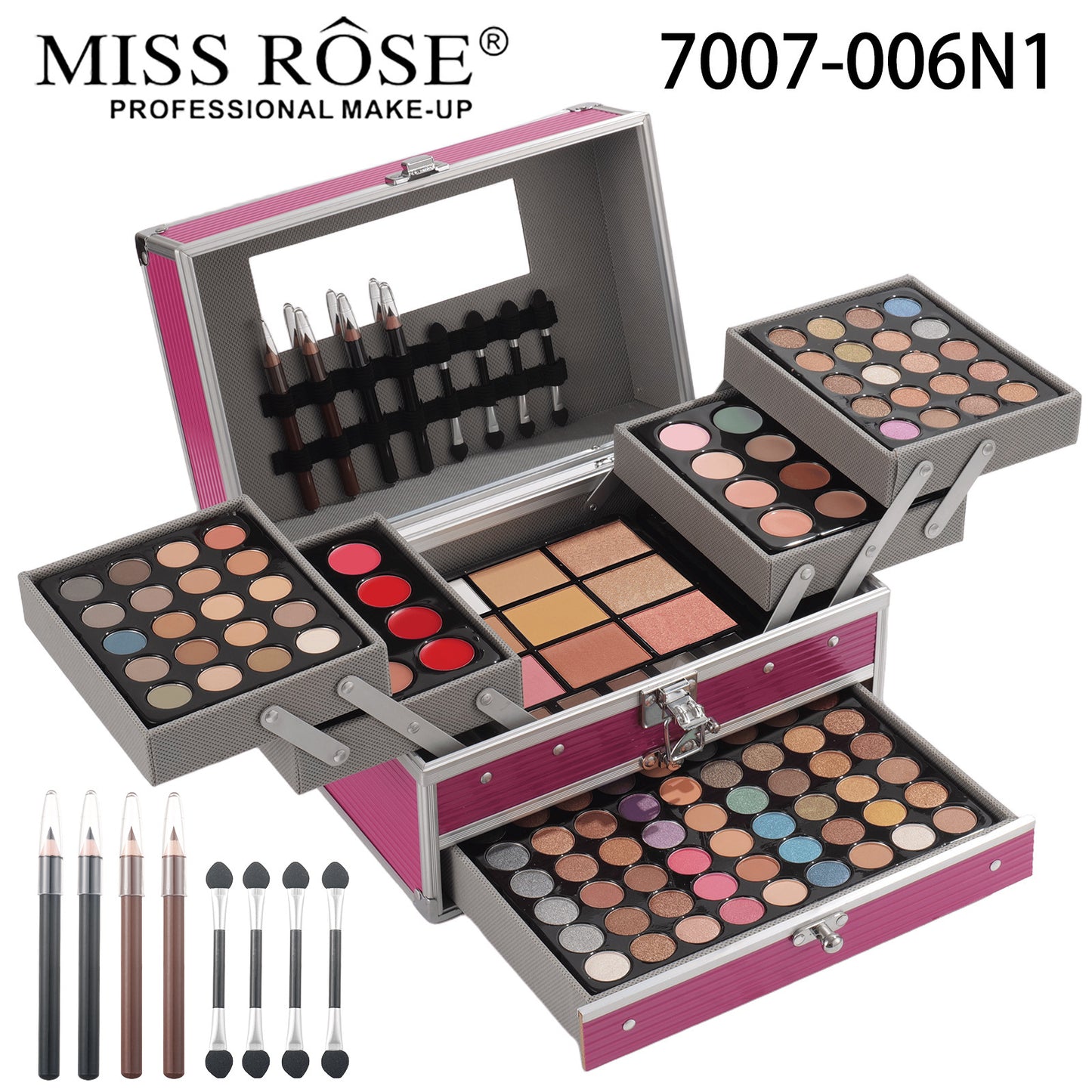 MISSROSE Cross-border Makeup Tray Makeup Kit, Eyeshadow Lip Gloss Combination Set, Lipstick Blush Highlight Powder