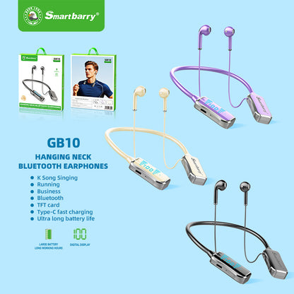 Popular neck-hanging wireless bluetooth headset GB10 large-capacity long-lasting battery life wireless sports headset