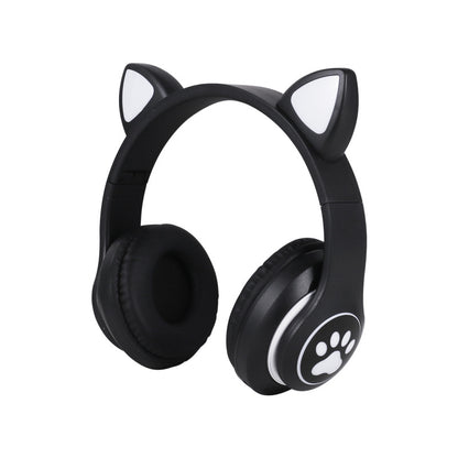 Cross-border head-mounted Bluetooth headset STN-28 cat ear heavy bass flash luminous wireless sports card headset