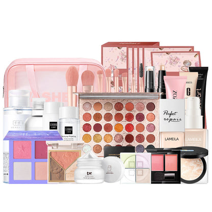 Student cosmetics full set, a complete set of women's makeup set, waterproof and sweat-proof beauty for beginners, light makeup combination for beginners