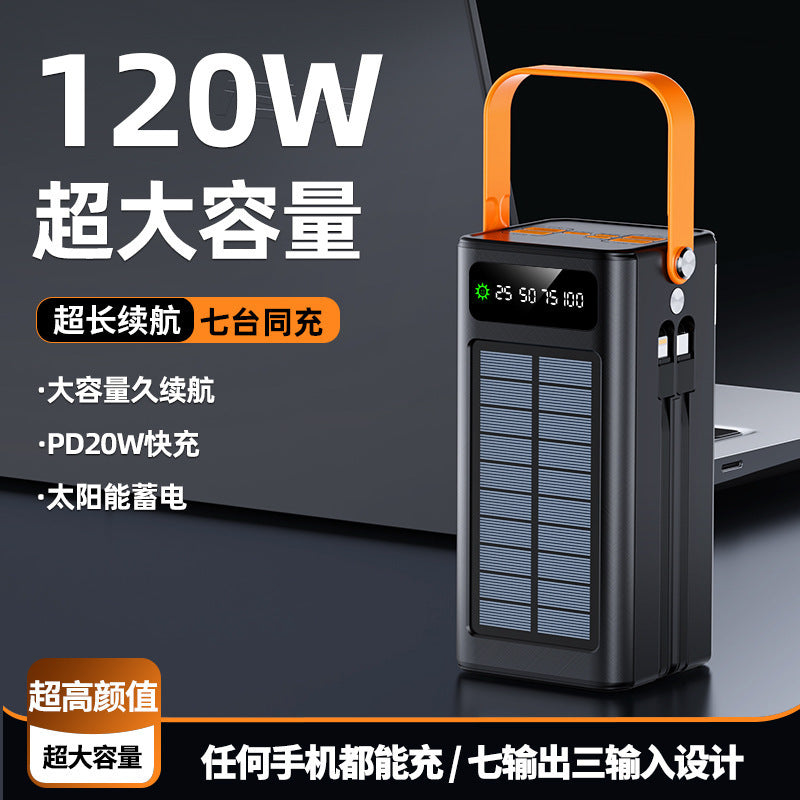 3C certified 120w fast charging power bank 50000 mAh large capacity self-contained cable mobile power supply powerbank