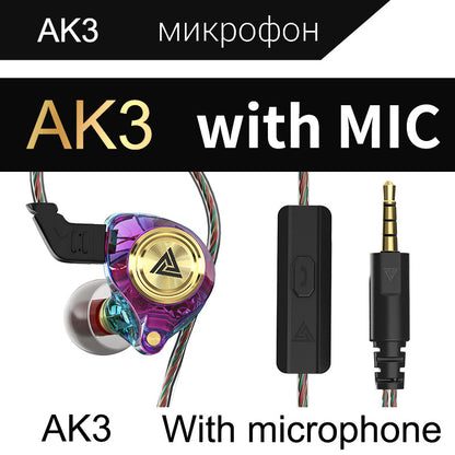 QKZ AK3 FiLe Wired Headphones In-ear Stereo Wired Headphones Headphones Mobile Phone Wired Headphones Earplugs