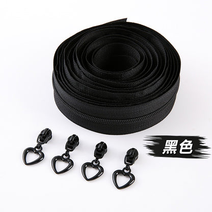 No. 3 nylon zipper with love piece zipper head, quilt cover, quilt cover, bag, handbag, pencil bag, mobile phone bag DIY handbag.