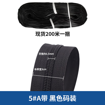 Spot No. 3 color open-tail guide sleeve zipper clothing bag pants black and white No. 5 nylon size zipper wholesale