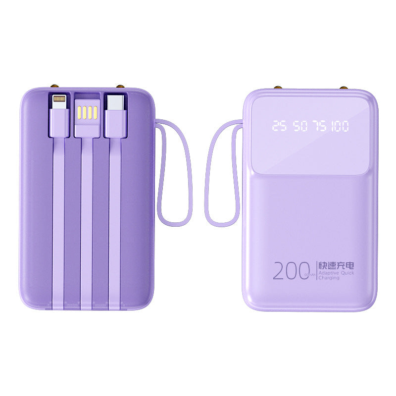 Large capacity 20,000 mAh portable with its own three-wire power bank mobile power supply gift printing logo wholesale