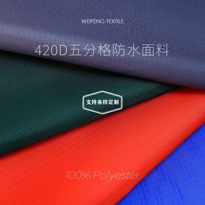 420D five-point grid Oxford cloth PU waterproof spot polyester fabric encrypted anti-splashing bag handbag fabric