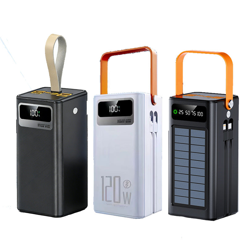 3C certified 120w fast charging power bank 50000 mAh large capacity self-contained cable mobile power supply powerbank