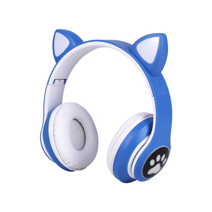 Cross-border head-mounted Bluetooth headset STN-28 cat ear heavy bass flash luminous wireless sports card headset