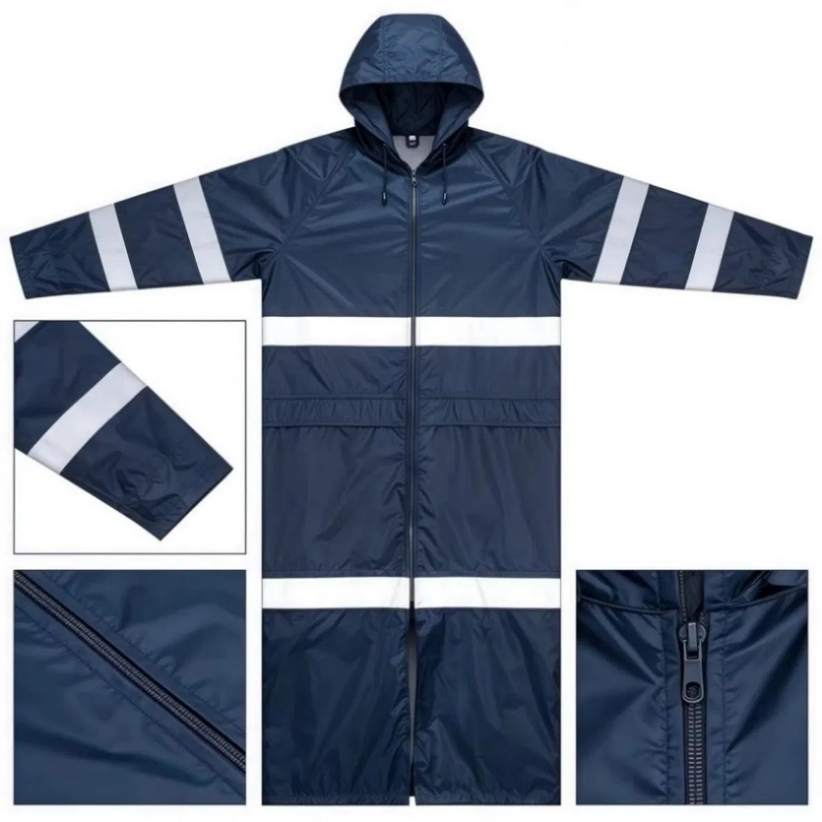Quick-Drying Double Front Zippers Durable Long Rain Rainwear for Sanitation Worker