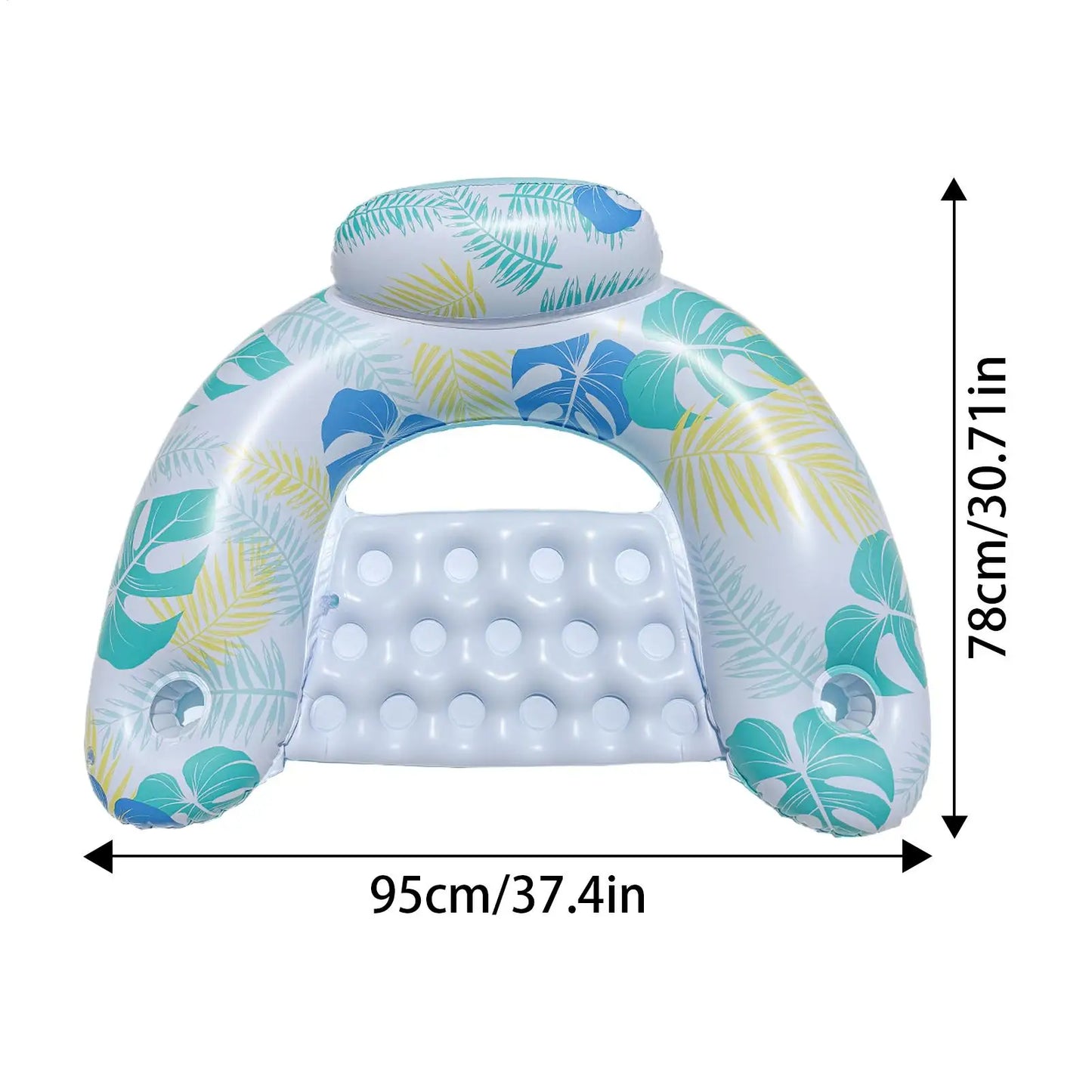 【Innovative】 Inflatable Pool Chair Floating Chair Lounge with Cup Holder Comfortable Blow up Floaties Versatile Water Lounger for Beach Lake