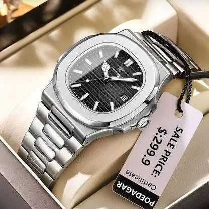 Poedagar 613 Men's Luxury Business Quartz Watch – Stainless Steel Strap