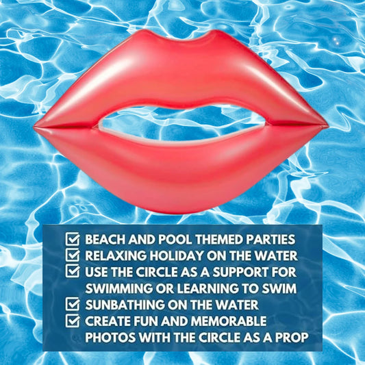 【Discount】 1pc Giant Red Lips Pool Float-Inflatable Water Toy , Valentine Swimming Lounger Ideal for Summer Beach,Pool Party & Water Sport