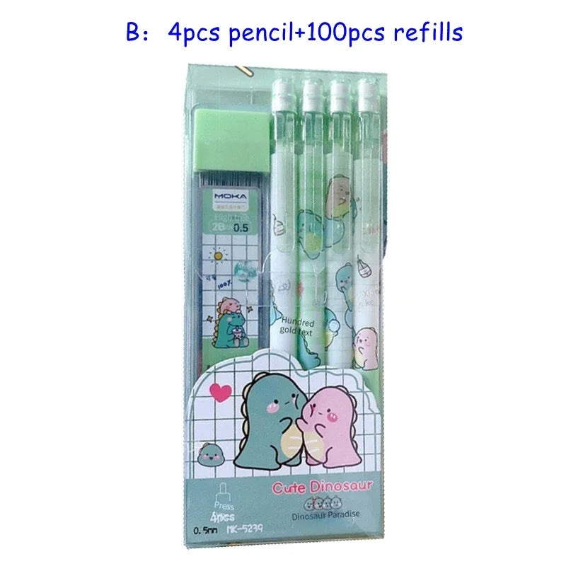 Kawaii Mechanical Pencil set 0.5/0.7mm 2B Refill Cute Cartoon Automatic Pencils School Office Supplies Child Gift Statione