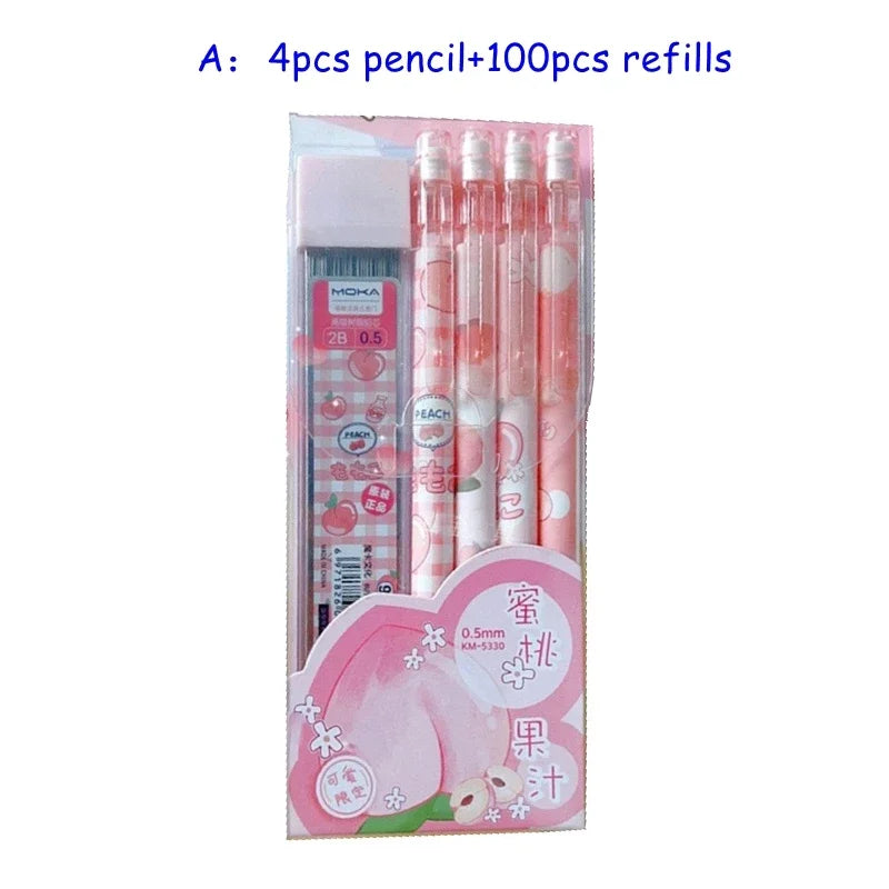 Kawaii Mechanical Pencil set 0.5/0.7mm 2B Refill Cute Cartoon Automatic Pencils School Office Supplies Child Gift Statione