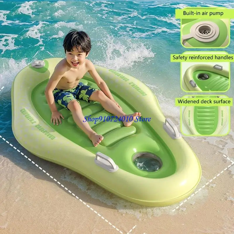 【Deal】 77HD Portable Inflatable Kids Raft Thickened PVC Material Secure Handles Beach Pool Toy