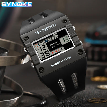 SYNOKE Digital Watch Men Sports Electronic Watch Waterproof Night Glow Large Screen Square Student Watch Outdoor New Color Trend