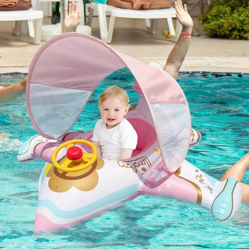 【Seasonal Sale】 Airplane Float For Pool Inflatable Pool Float With Sunshade Swimming Ring Lounger Comfortable Outdoor Water Play Fun For