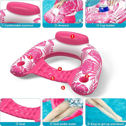 【Quality】 Pool Floats With Canopy Covered Pool Float Heavy Raft With Holder Water Floatie For Swimming River Beach Outdoor Tanning