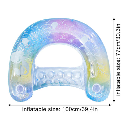【High Cost-Performance】 1PC Glitter U-Shaped Inflatable Pool Hammock - Dreamy Floating Lounger Chair for Adults, Summer Water Relaxation