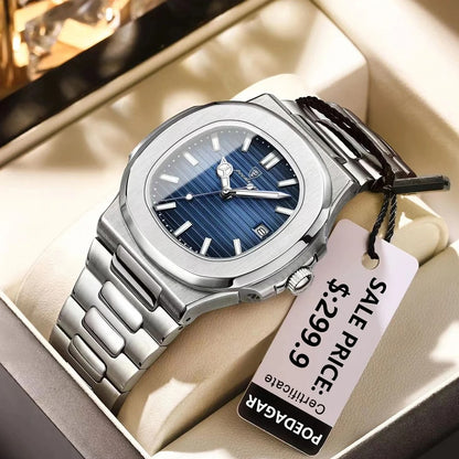 Poedagar 613 Men's Luxury Business Quartz Watch – Stainless Steel Strap