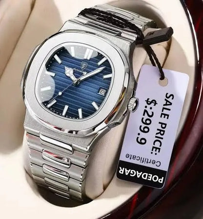 Poedagar 613 Men's Luxury Business Quartz Watch – Stainless Steel Strap