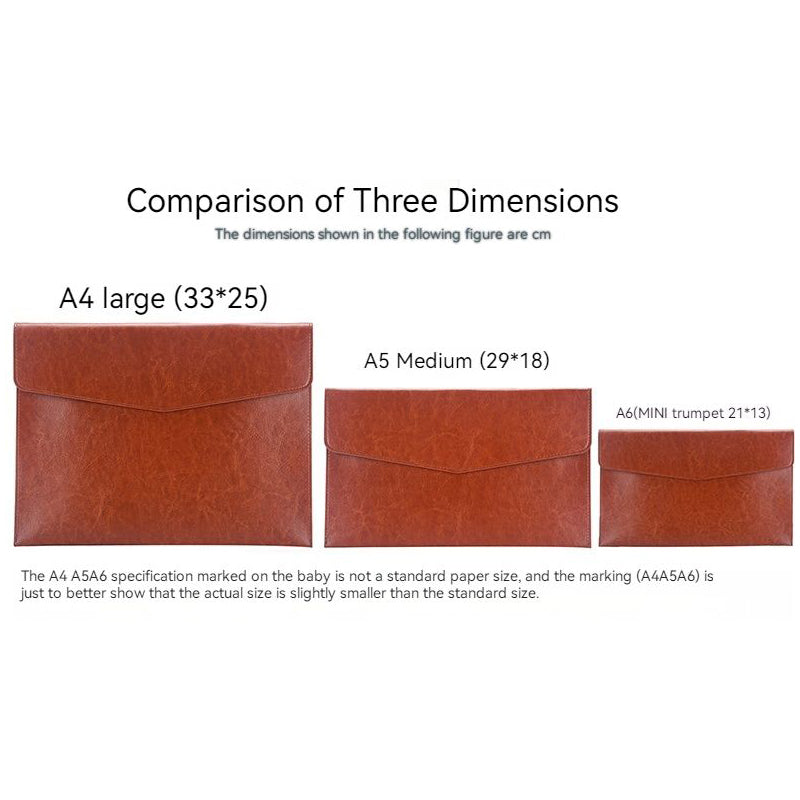 A6 A5 A4 Leather File Folder Data Package Document Bag Fashion Briefcase Data Contract Bill File Bag School Office Supplies