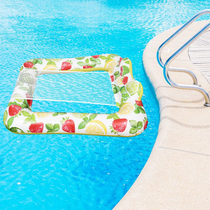 【Big-Sales】 Rectangle Deck Chair Floating Row Baby Swimming Pool Adults Pvc Inflatable Loungers Water Recliners Mesh Hammock Float Pool