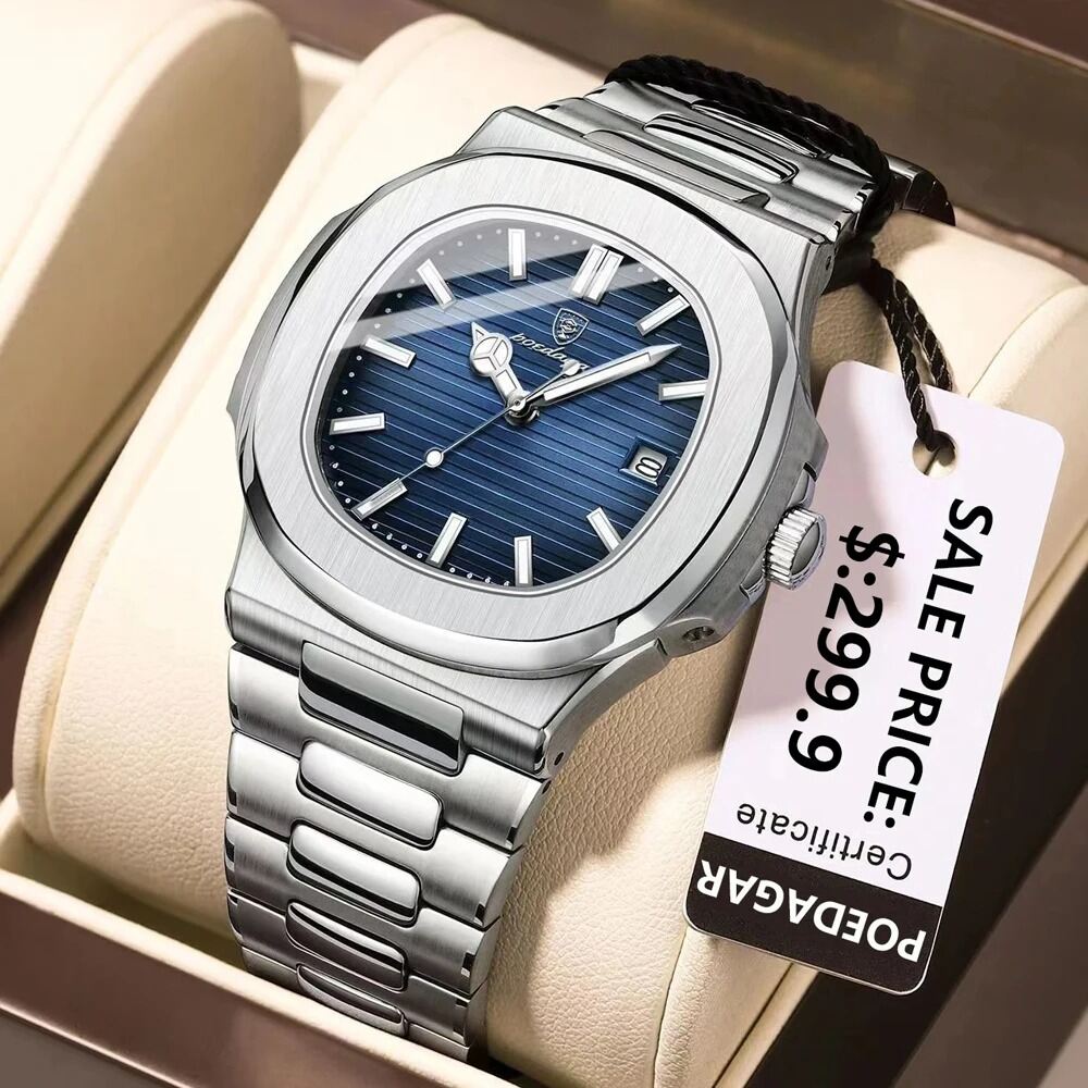 Poedagar 613 Men's Luxury Business Quartz Watch – Stainless Steel Strap