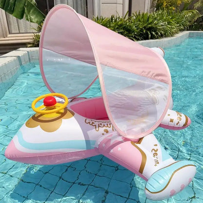 【Seasonal Sale】 Airplane Float For Pool Inflatable Pool Float With Sunshade Swimming Ring Lounger Comfortable Outdoor Water Play Fun For