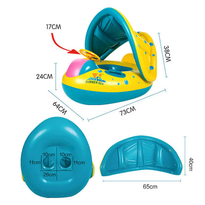 【Limited-time offer】 Durable Baby Swimming Ring Float Raft Large Seat w/ Adjustable Canopy