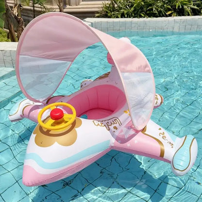 【Seasonal Sale】 Airplane Float For Pool Inflatable Pool Float With Sunshade Swimming Ring Lounger Comfortable Outdoor Water Play Fun For