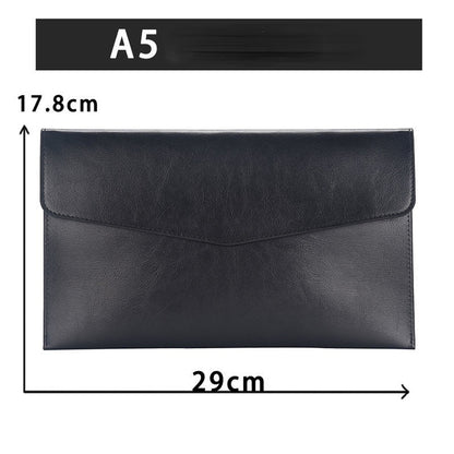 A6 A5 A4 Leather File Folder Data Package Document Bag Fashion Briefcase Data Contract Bill File Bag School Office Supplies