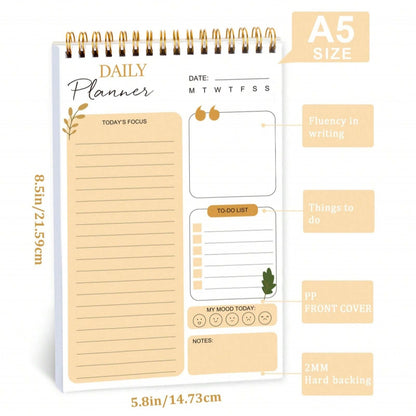 Daily Planner Notebook with Hourly Schedule, the Perfect Office Supplies, with Attached Color Index Stickers