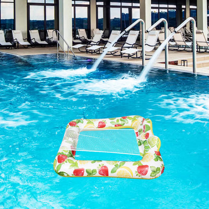 【Big-Sales】 Rectangle Deck Chair Floating Row Baby Swimming Pool Adults Pvc Inflatable Loungers Water Recliners Mesh Hammock Float Pool